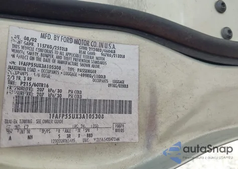 2003 Ford Taurus Ses from USA, damaged, VIN 1FAFP55UX3A105308